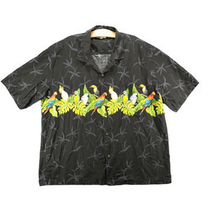 Aloha Republic Men's Button-Up Shirt Multi 3XL Short Sleeve Parrot Hawaiian